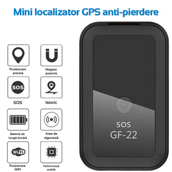 Mini localizator GPS GF-22 cu comanda vocala, microfon spion GSM, buton de panica, NanoSim