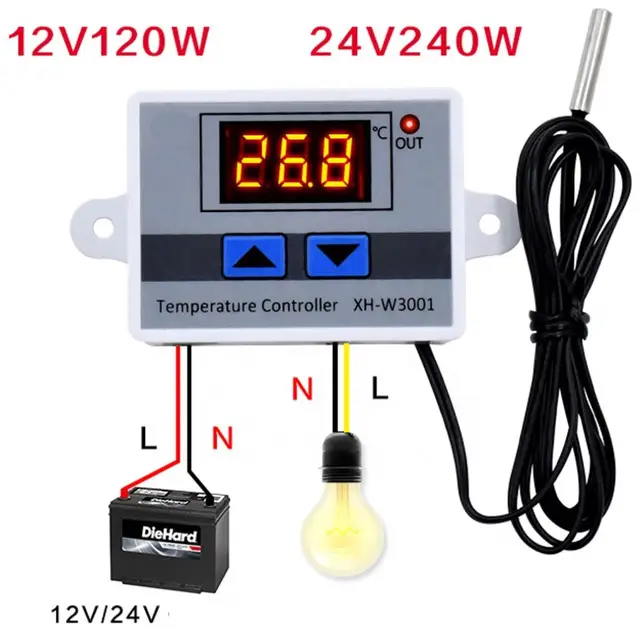 Termostat XH-W3001 cu control digital al temperaturii, termometru, termoregulator, 12/24/220V