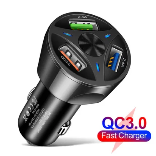Incarcator auto universal Power Quick Charger 3.0, 3 porturi USB, incarcare rapida, negru