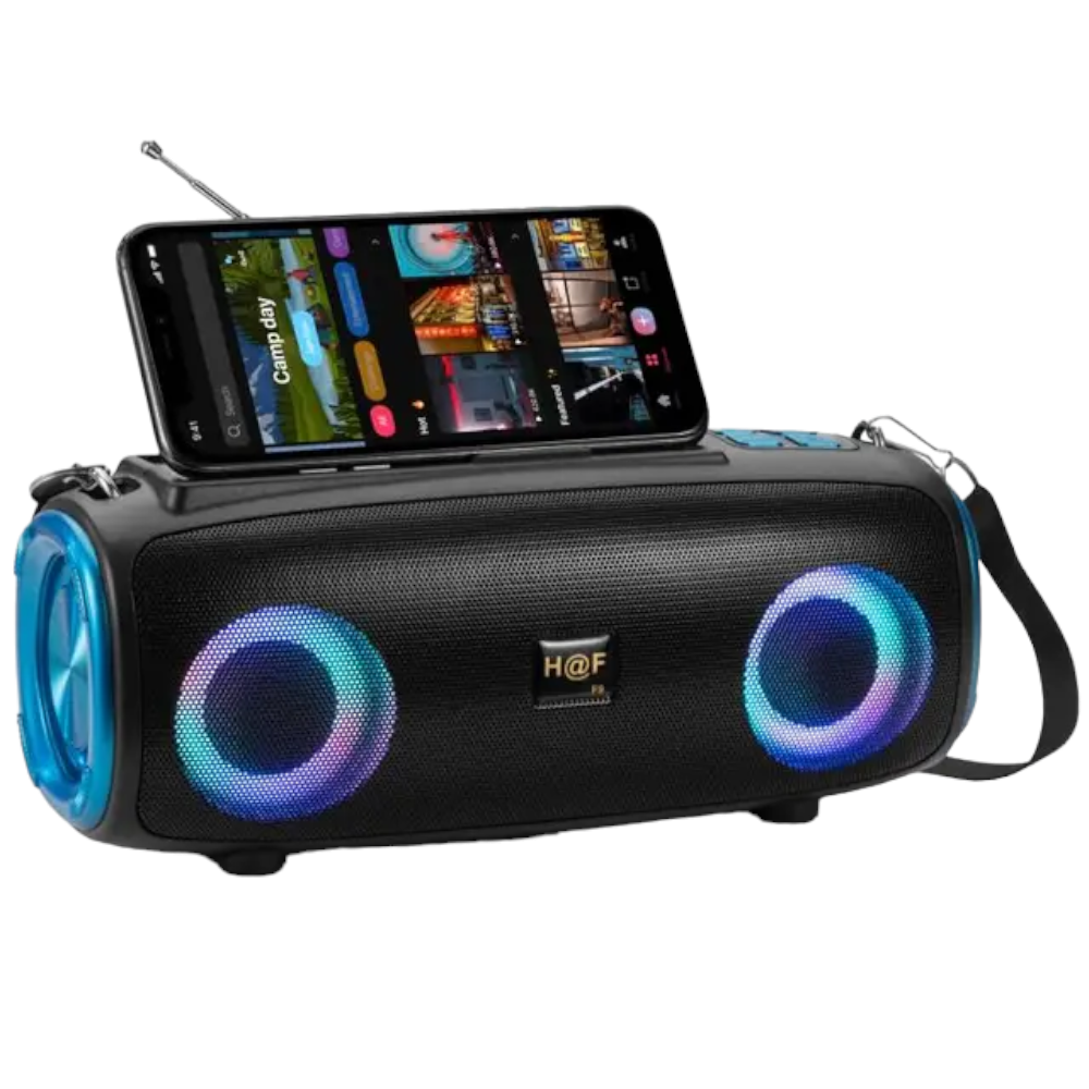 Boxa portabila cu bluetooth si radio FM, joc de lumini, RGB, incarcare solara, USB, TF, AUX