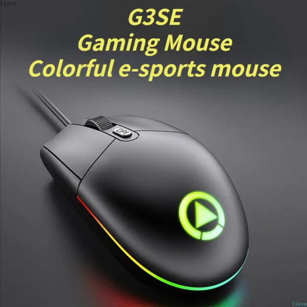 Mouse Gaming cu fir, RGB cu Iluminare Ambientala Multicolora, Design Ergonomic si Silentios, Negru
