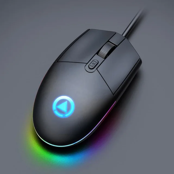Mouse Gaming cu fir, RGB cu Iluminare Ambientala Multicolora, Design Ergonomic si Silentios, Negru