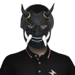 Masca demonului japonez samurai Kabuki Hannya, ideala pentru Halloween, bal mascat, Anul Nou, negru