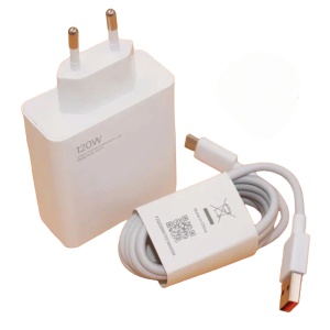 Adaptor Flash Charge 120 W cu cablu tip C inclus, compatibil cu Xiaomi, Huawei, IPhoone, Samsung, tableta, alb