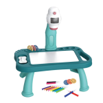 Set masuta de desen cu proiector holografic, 6 diapozitive cu 48 animatii si muzica, 12 carioci, albastru, 32 x 25 x 38 cm