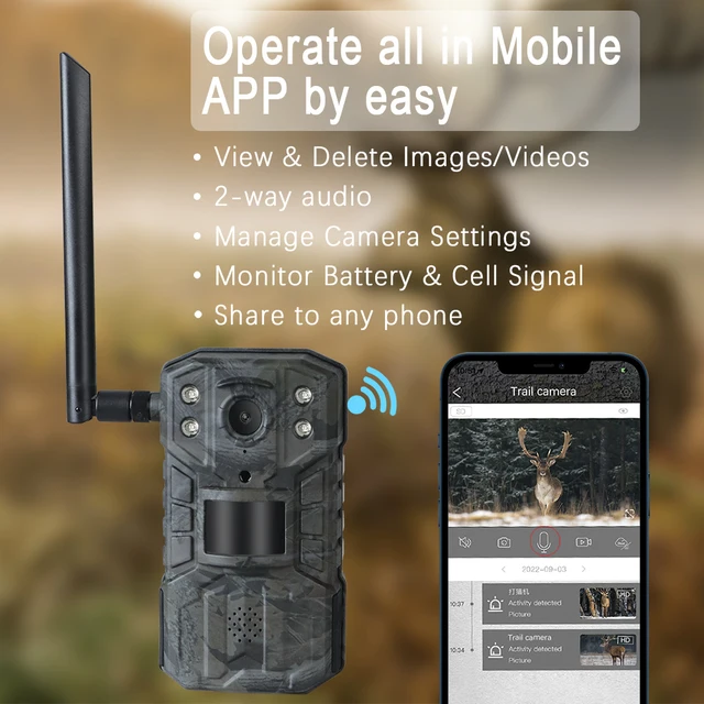 Camera de vanatoare profesionala 4G cu aplicatie mobila, rezolutie video 2,7 K, viteza de declansare 0,5 s, transmisiune live, microfon, vedere nocturna - imagine 4