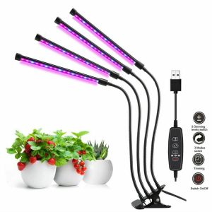 Lampa UV full spectrum pentru cresterea plantelor cu 4 picioare flexibile, 80 leduri, temporizator, 40w, cu timer si reglare a intensitatii, corp reglabil clips si adaptor usb