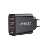 Incarcator travel de perete Quick Charge cu 4 porturi, 3 x USB/ 1 x USB-C 20 W