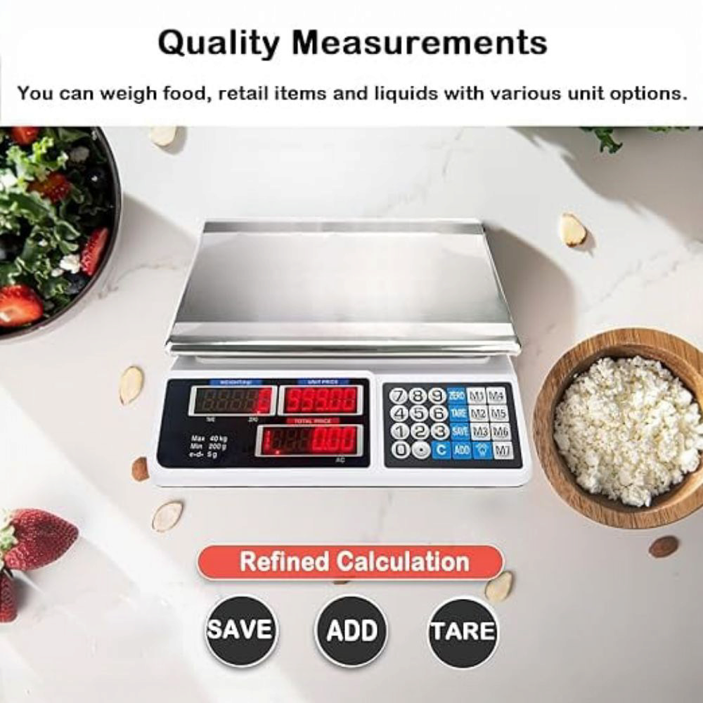 Cantar electric rectangular cu display digital, dimensiune 33 cm x 32.5 cm x 12.5 cm, capacitate 40 kg