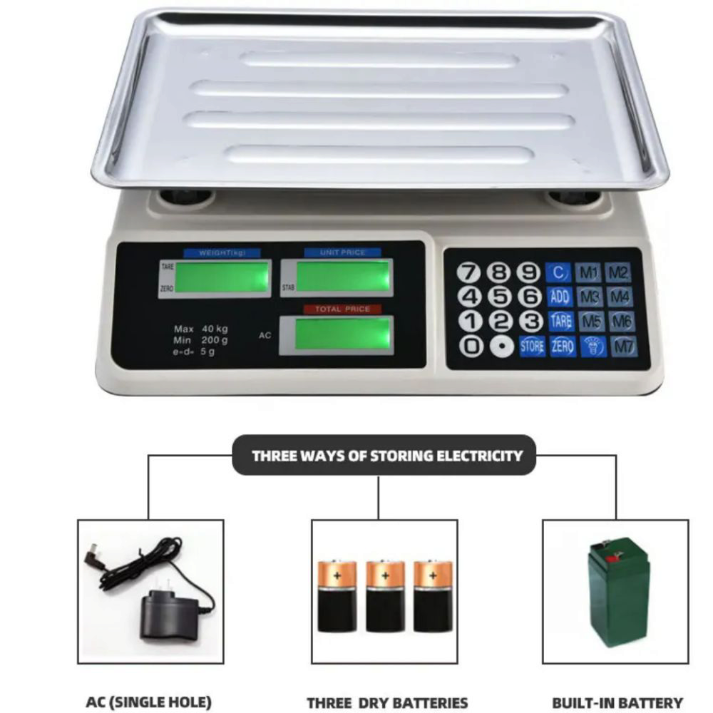 Cantar electric rectangular cu display digital, dimensiune 33 cm x 32.5 cm x 12.5 cm, capacitate 40 kg