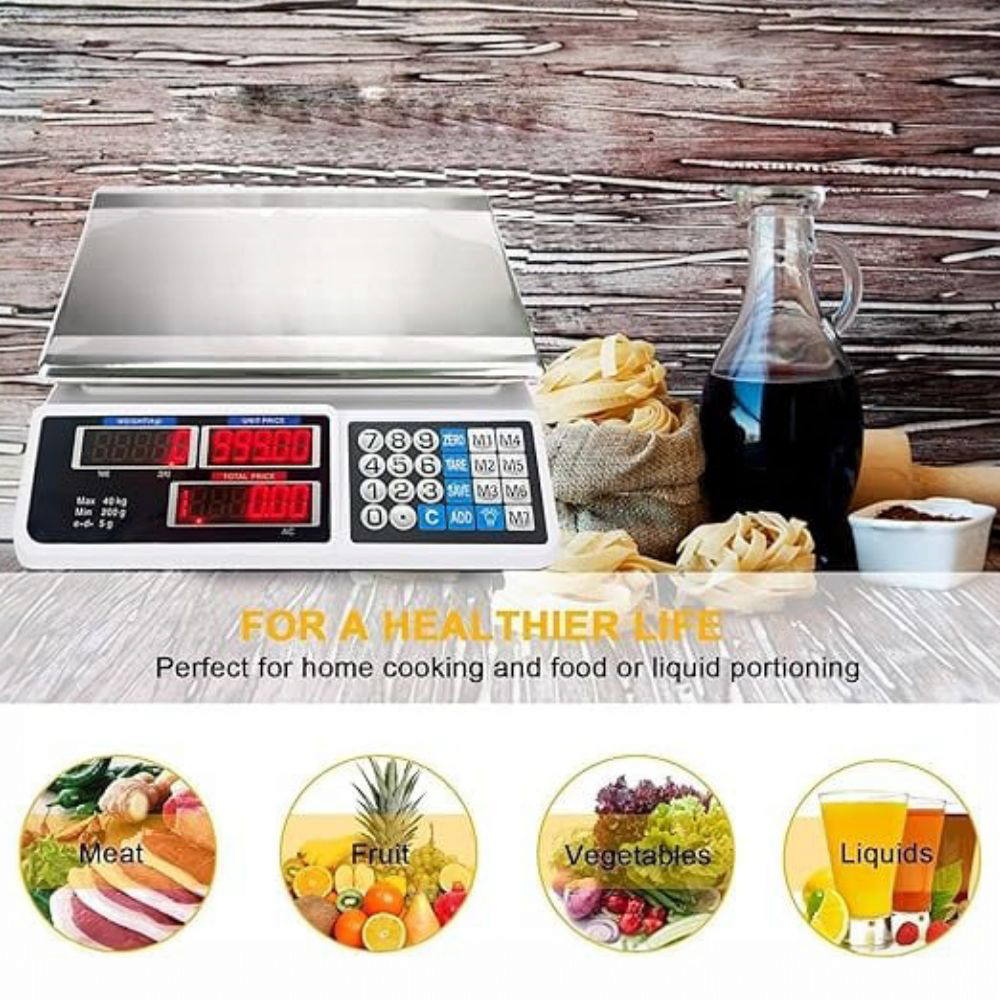Cantar electric rectangular cu display digital, dimensiune 33 cm x 32.5 cm x 12.5 cm, capacitate 40 kg