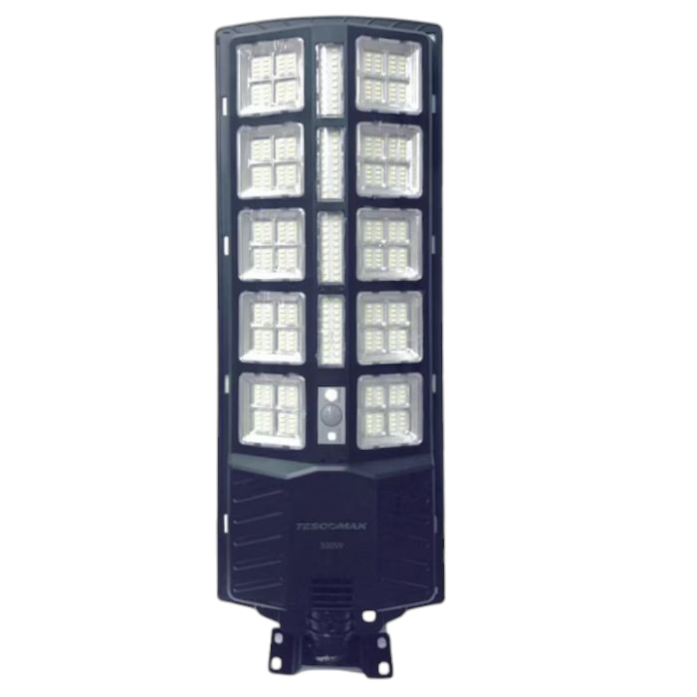 Lampa solara stradala sau gradina cu panou solar incorporat, 380 LED SMD, lumina neutra, control din telecomanda, senzori amurg, miscare si lumina