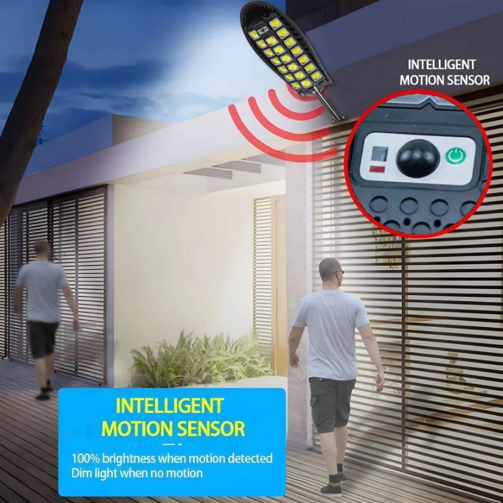 Lampa solara stradala cu 20 LED COB si telecomanda, senzor de miscare, protectie IP65