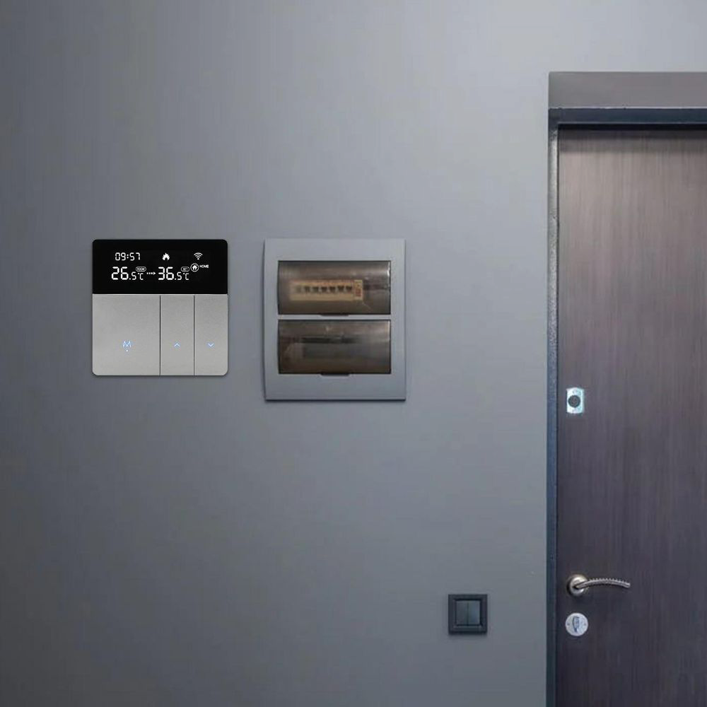 Termostat smart WiFi pentru incalzire in pardoseala, 200-240V, Bluetooth, ecran LCD