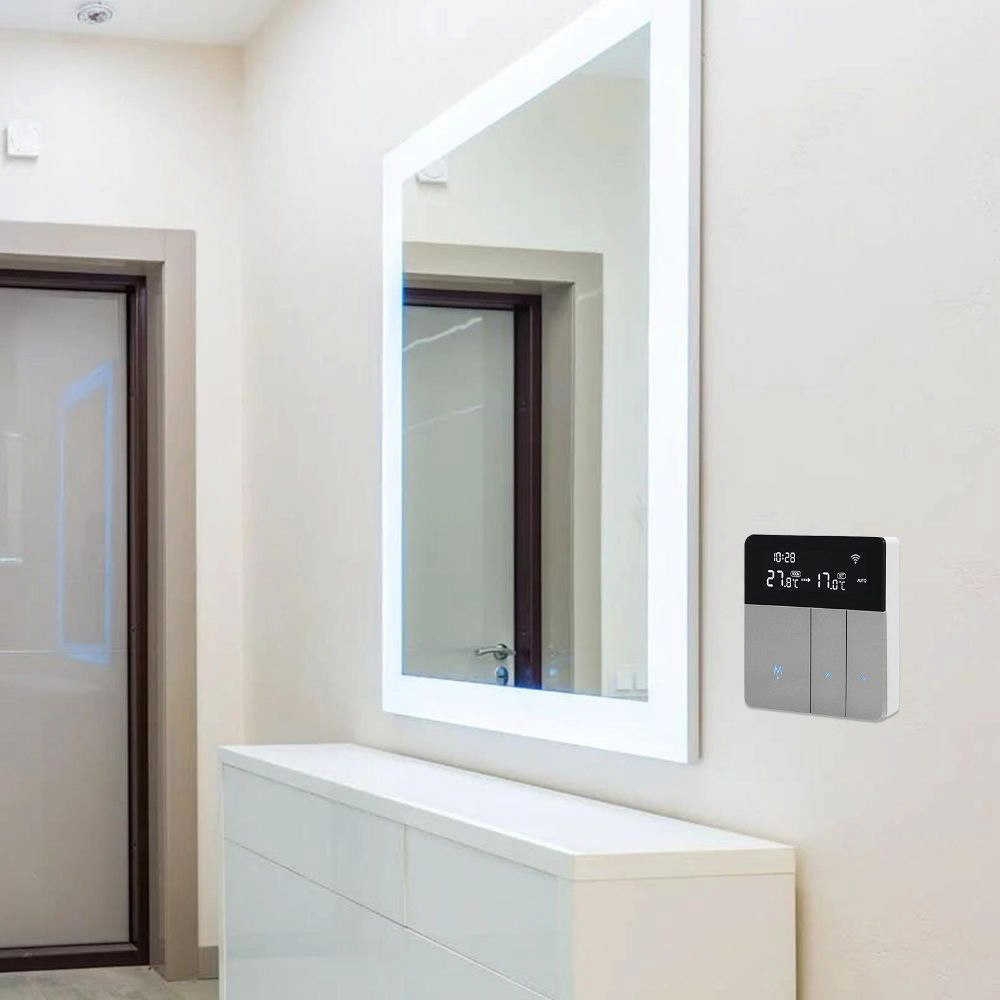 Termostat smart WiFi pentru incalzire in pardoseala, 200-240V, Bluetooth, ecran LCD
