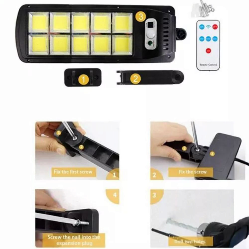 Lampa solara stradala cu senzor si telecomanda, 119 LED SMD, acumulator de 1200 mAh