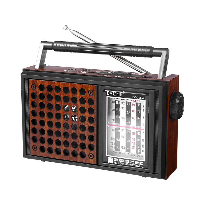 Radio portabil model retro cu acumulator intern si baterii, AM/FM/LW/SW ...